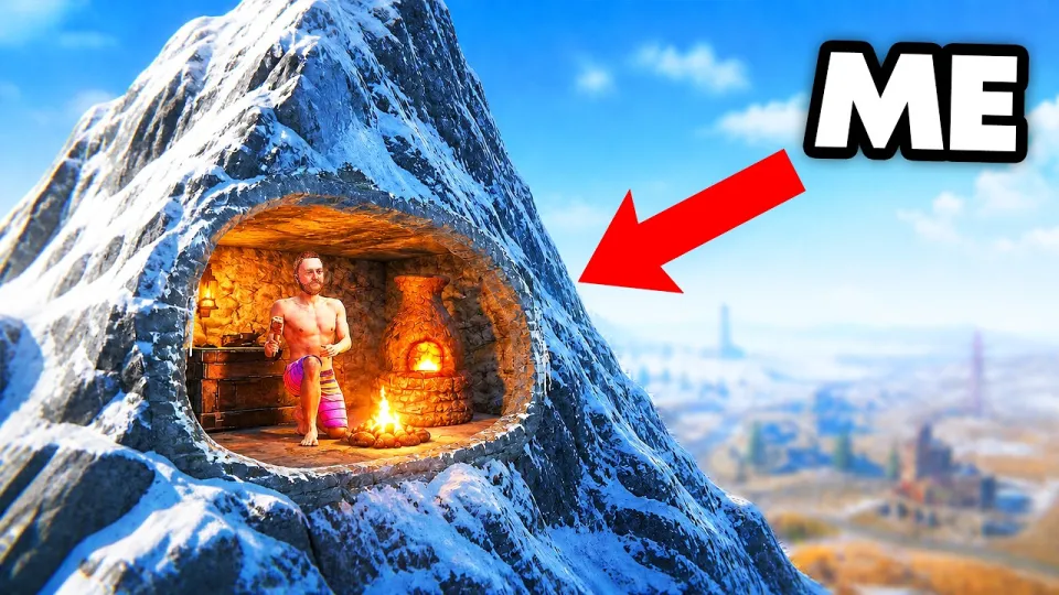 What makes a secret mountain base in Rust so effective for solo survival?